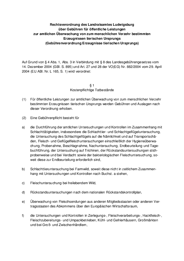 Gebührenordnung Fleischuntersuchung pdf-preview